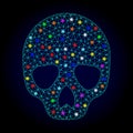 Vector Carcass Mesh Skull with Glowing Spots for Chistmas