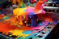 Glossy Printer color splashes paints. Generate Ai Royalty Free Stock Photo