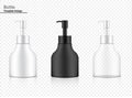 Glossy Pump Bottle Mock up Transparent, White and Black Realistic Cosmetic for Whitening Skincare and Aging anti-wrinkle