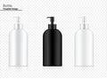 Glossy Pump Bottle Mock up Transparent, White and Black Realistic Cosmetic for Whitening Skincare and Aging anti-wrinkle