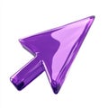 A glossy purple computer cursor icon, symbolizing digital navigation and interaction
