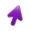 Glossy Purple Computer Mouse Cursor Arrow on a White Background pointer Royalty Free Stock Photo