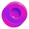 Glossy purple gradient torus floating on white background
