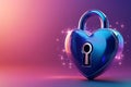 Glossy Purple Heart-Shaped Padlock with Sparkles, Symbolizing Love and Commitment Royalty Free Stock Photo