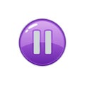 Glossy purple pause button icon for digital media player interface design Royalty Free Stock Photo