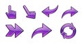 Glossy Purple UI Icons and Navigation Arrows Royalty Free Stock Photo