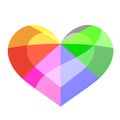 Glossy rainbow colour heart
