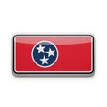 Rectangular Tennessee Flag Emblem with Metallic Border and Glossy Finish on White Background Royalty Free Stock Photo