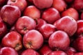 Glossy red apples displayed on street food market, closeup detail Royalty Free Stock Photo