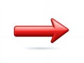 Glossy Red Arrow Right Direction Pointer Web Button Design Element 3d ui gui icon next path mark Royalty Free Stock Photo