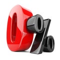 Glossy red and black zero percent or 0 % special Offer. Royalty Free Stock Photo