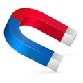 Glossy red and blue magnet in 3D style