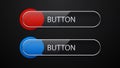 Glossy red and blue web buttons for UI design. A sleek set of interface elements. Royalty Free Stock Photo