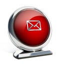 Glossy red button with enveloppe symbol. 3D illustration