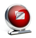 Glossy red button with folder symbol. 3D illustration Royalty Free Stock Photo