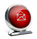 Glossy red button with open enveloppe symbol. 3D illustration Royalty Free Stock Photo