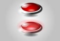 Glossy red buttons in angle view.