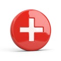 Red Circle Plus Sign: 3D Medical Cross Icon Royalty Free Stock Photo