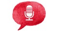 Glossy Red Button with Microphone Icon Royalty Free Stock Photo