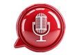 Glossy Red Button with Microphone Icon Royalty Free Stock Photo