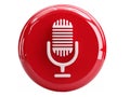 Glossy Red Button with Microphone Icon Royalty Free Stock Photo