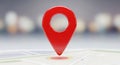 Glossy red geolocation marker on a digital map Royalty Free Stock Photo
