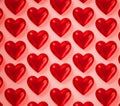Glossy Red Heart Pattern A Seamless Romantic Background for Affectionate Designs and Celebrations Royalty Free Stock Photo