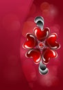 Glossy red heart-shaped bijouterie