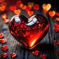 Glossy red heart, signifying love and romance, human feelings