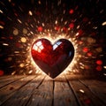 Glossy red heart, signifying love and romance, human feelings