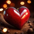 Glossy red heart, signifying love and romance, human feelings