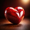 Glossy red heart, signifying love and romance, human feelings