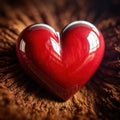 Glossy red heart, signifying love and romance, human feelings