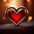 Glossy red heart, signifying love and romance, human feelings