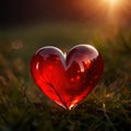 Glossy red heart, signifying love and romance, human feelings