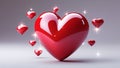 Glossy Red Heart with Smooth, Shiny Reflective Texture Royalty Free Stock Photo