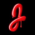 Glossy red letter J uppercase. 3D rendering