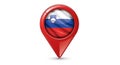 Glossy Red Map Pointer Featuring Slovenia Flag on White Background Royalty Free Stock Photo