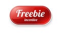 Red oval button with white text Freebie incentive and a subtle shadow on a white background Royalty Free Stock Photo