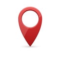 Glossy red realistic modern map pointer. Map pointer 3d pin. Royalty Free Stock Photo