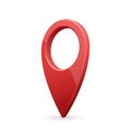 Glossy red realistic modern map pointer. Map pointer 3d pin. Royalty Free Stock Photo