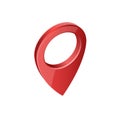 Glossy red realistic modern map pointer. Map pointer 3d pin. Royalty Free Stock Photo