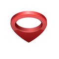 Glossy red realistic modern map pointer. Map pointer 3d pin. Royalty Free Stock Photo