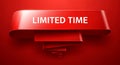 Red ribbon banner with white text saying LIMITEDTIME against a red gradient background Royalty Free Stock Photo