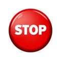 Glossy red round button with word `Stop` Royalty Free Stock Photo