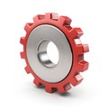 Red Gear Wheel: 3D Render of Industrial Cog Royalty Free Stock Photo