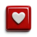 Shiny red square button with white heart icon Royalty Free Stock Photo