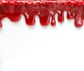 Glossy Red Sweety Jam Dripping on White Surface. Generative ai Royalty Free Stock Photo