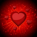 Glossy red valentine hearts Royalty Free Stock Photo