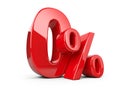 Glossy red zero percent or 0 % special Offer. Royalty Free Stock Photo